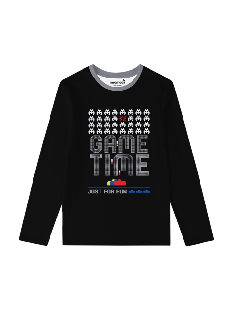 

mezmoda Boys Black Graphic Printed T-shirt