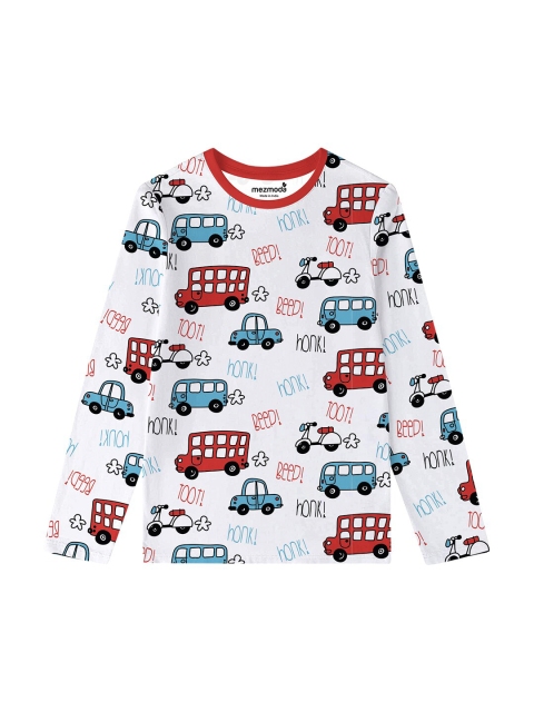 

mezmoda Boys White & Red Printed T-shirt