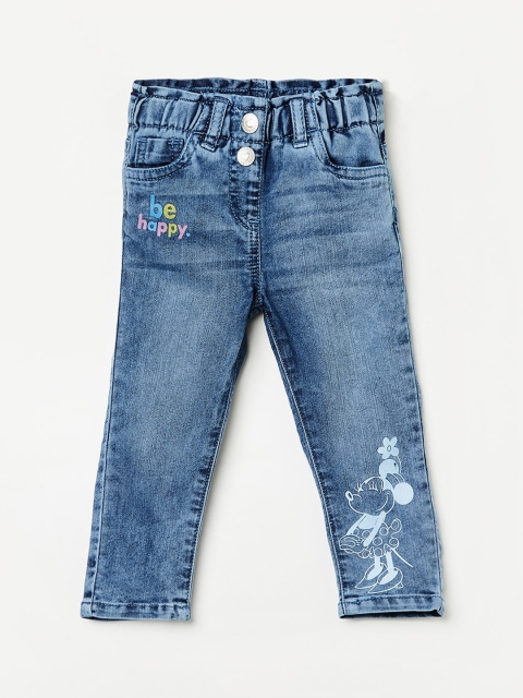 

Juniors Girls Blue Mildly Distressed Heavy Fade Jeans