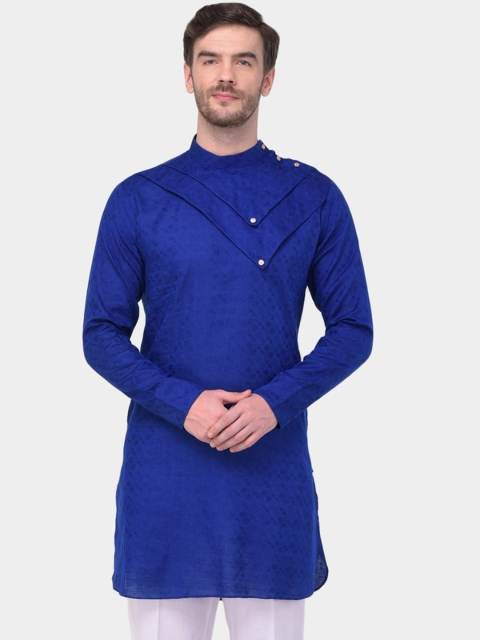 

SG LEMAN Men Blue Self Design Kurta