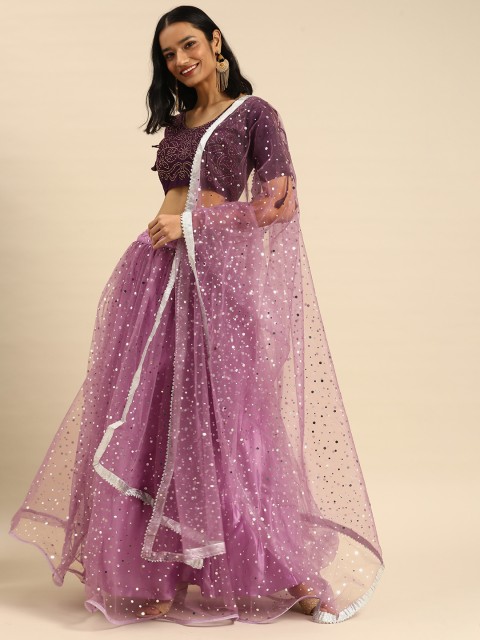 

Tikhi Imli Mauve Embellished Semi-Stitched Lehenga & Unstitched Blouse With Dupatta