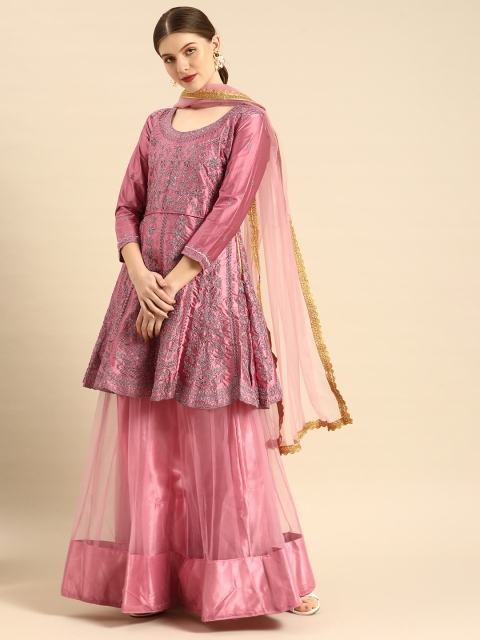 

Tikhi Imli Pink Embellished Ready to Wear Lehenga & Semi-Stitched Blouse With Dupatta
