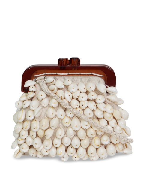 

Diwaah White Embellished Structured Sling Bag