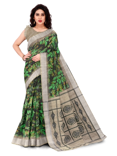 

KALINI Green & Beige Floral Bagh Saree