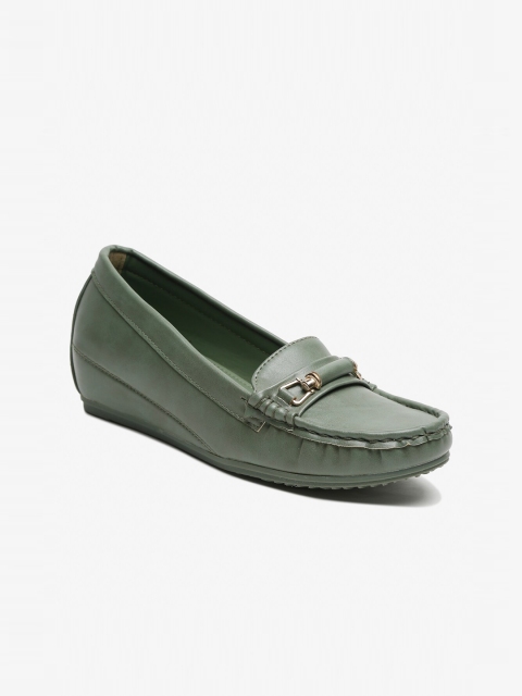 

Flat n Heels Women Green Loafers