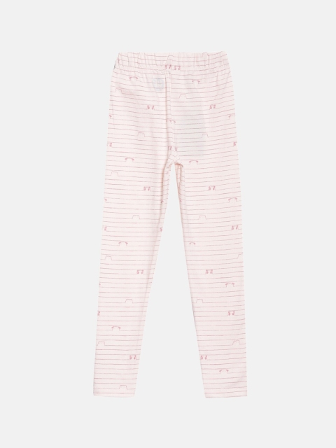 

YK Girls Pink Striped Ankle Length Cotton Lycra Leggings