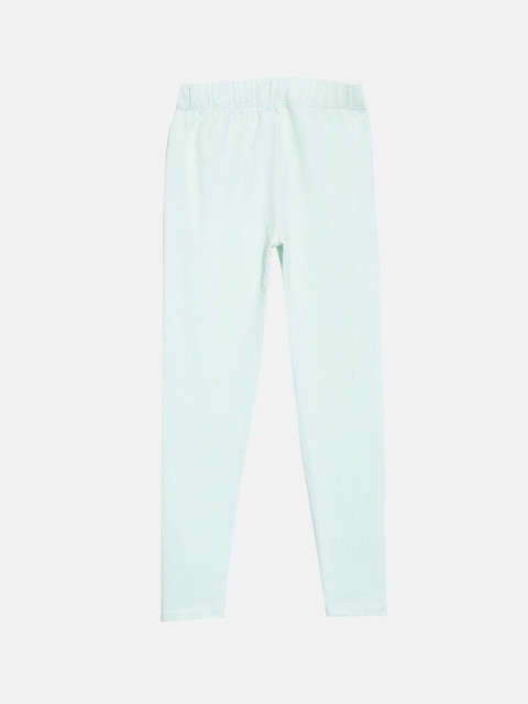 

YK Girls Turquoise Blue Solid Ankle-Length Cotton Lycra Leggings