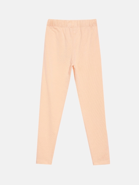 

YK Girls Peach-Coloured Solid Cotton Lycra Leggings