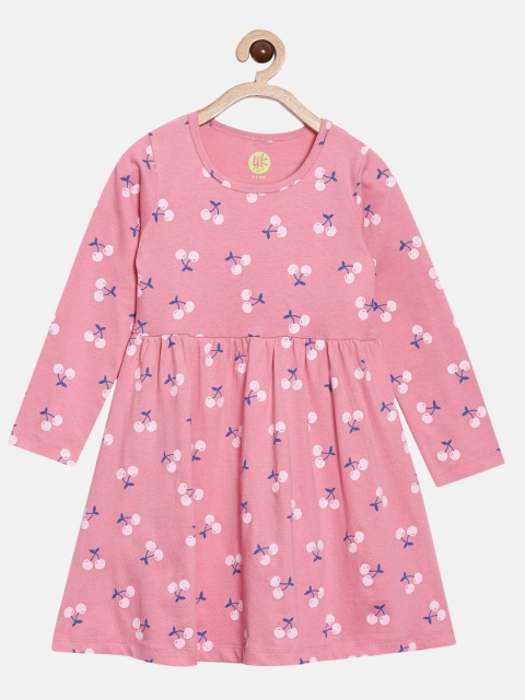 

YK Girls Pink & White Floral A-Line Dress