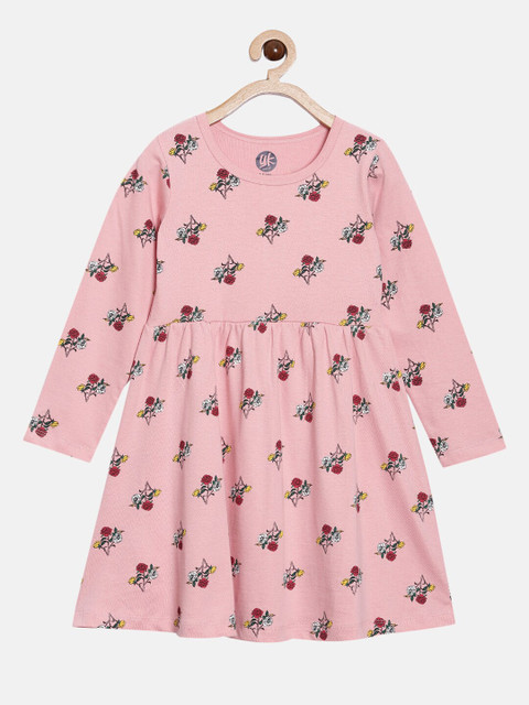 

YK Girls Pink Floral Pure Cotton Dress