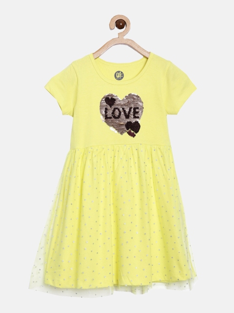 

YK Girls Yellow Embellished Dress
