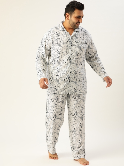 

Bene Kleed Plus White Conversational Print Cotton N9 Silver Anti-Bacterial Pyjama Set