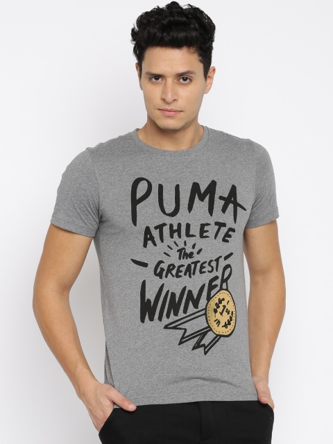 

Puma Men Grey Gold Printed Round Neck DryCELL T-Shirt