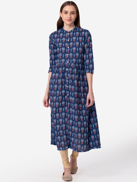 

SHINOY Women Blue Ethnic Motifs Printed Kurta