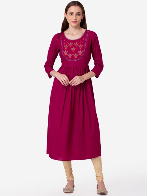 

SHINOY Women Purple Flared Sleeves Floral Kurta