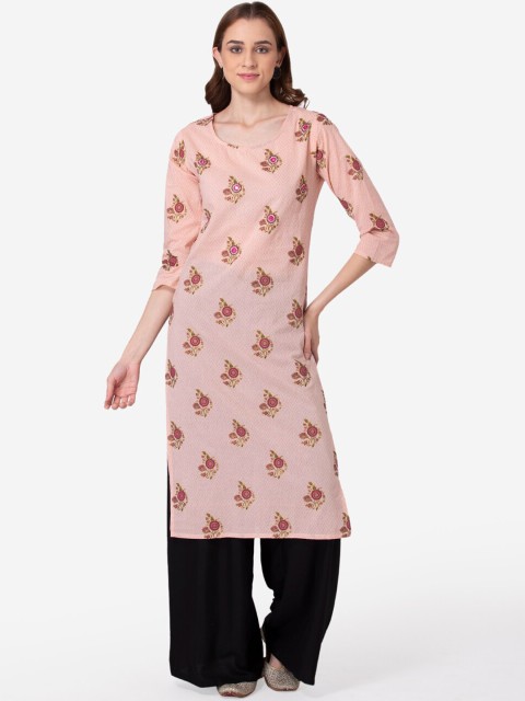 

SHINOY Women Peach-Coloured Floral Printed Floral Kurta