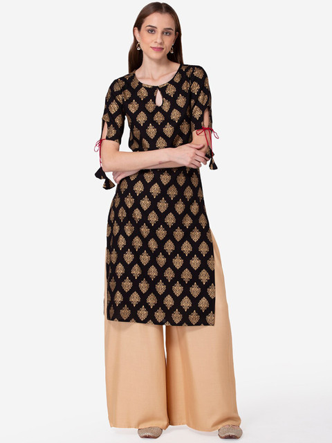 

SHINOY Women Black Ethnic Motifs Printed Kurta