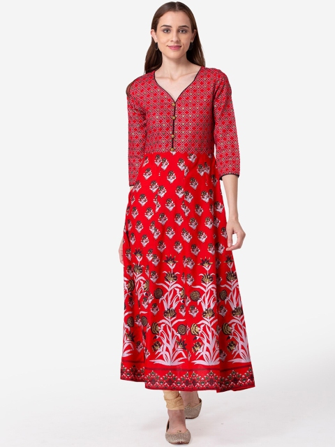 

SHINOY Women Red & Green Floral Printed Floral Kurta