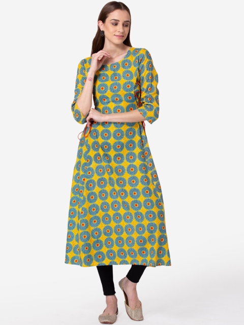 

SHINOY Women Yellow Geometric Kurta