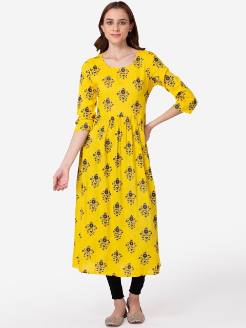 

SHINOY Women Yellow Floral Printed Floral Kurta