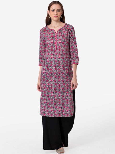 

SHINOY Women Pink Ethnic Motifs Printed Floral Kurta