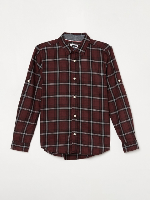 

Fame Forever by Lifestyle Boys Burgundy Tartan Checks Casual Shirt