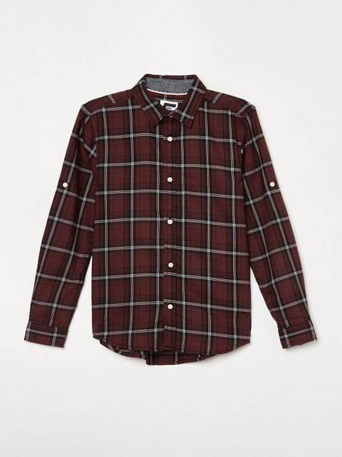 

Fame Forever by Lifestyle Boys Red Tartan Checks Opaque Checked Casual Shirt
