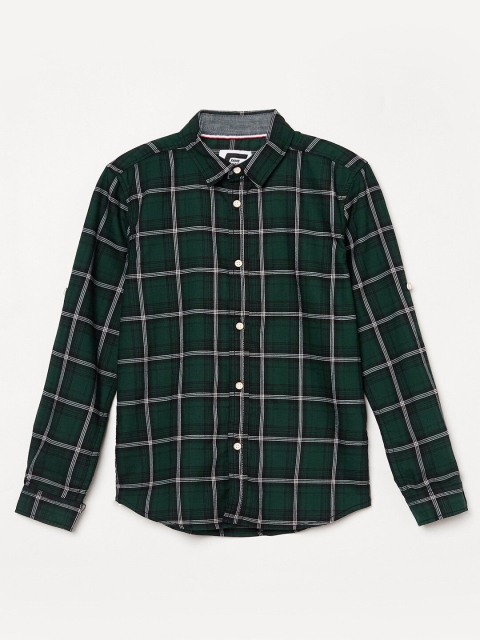 

Fame Forever by Lifestyle Boys Green Tartan Checks Opaque Checked Casual Shirt