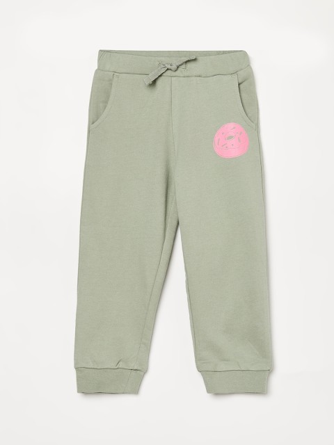 

Juniors Girls Green Solid Pure Cotton Joggers