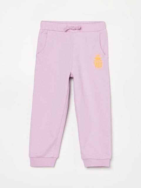 

Juniors Girls Lavender-Coloured Solid Pure Cotton Joggers