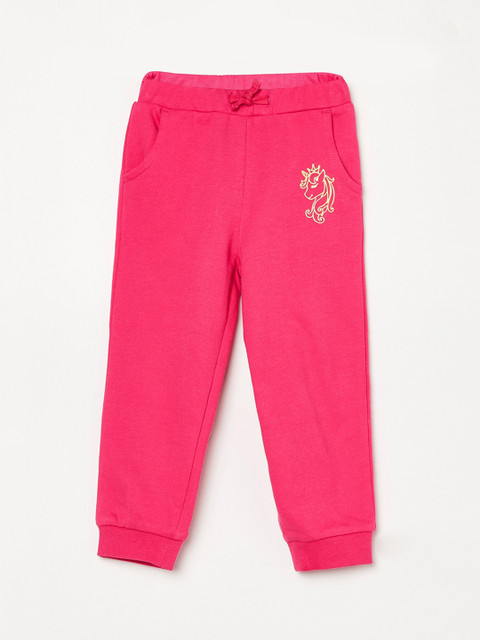 

Juniors Girls Pink Solid Pure Cotton Joggers