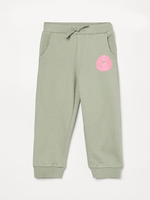 

Juniors Women Green Printed Cotton Track Pants