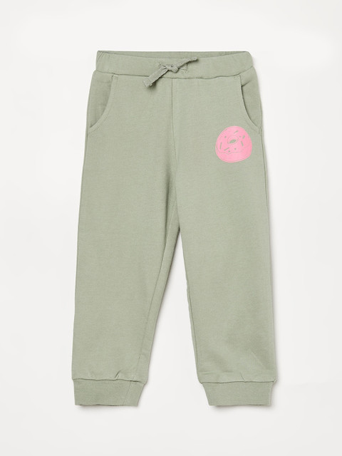 

Juniors Girls Green Solid Pure Cotton Joggers