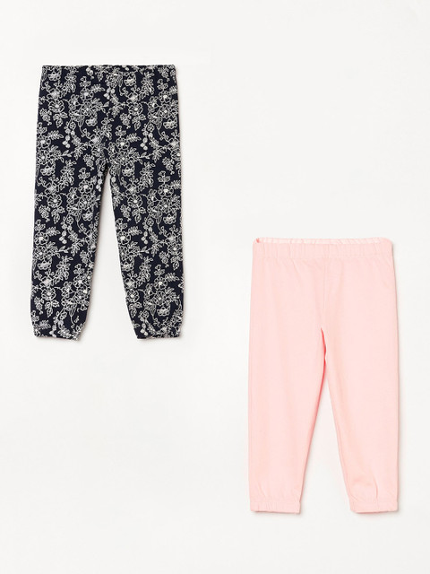

Juniors Girls Pack of 2 Black & Peach Cotton Joggers