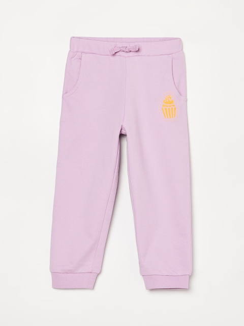 

Juniors Girls Lavender Solid Pure Cotton Joggers