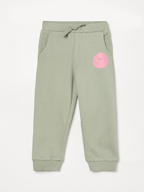 

Juniors Girls Green Solid Pure Cotton Joggers