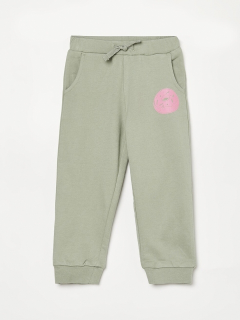 

Juniors Girls Olive-Green & Pink Solid Pure Cotton Joggers