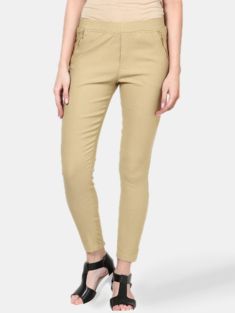 

TULIP 21 Women Beige Solid Slim-Fit Treggings