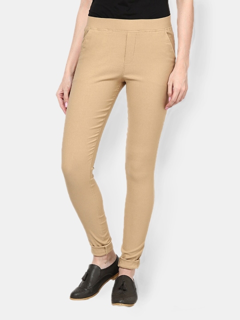 

TULIP 21 Women Beige Solid Slim-Fit Jeggings