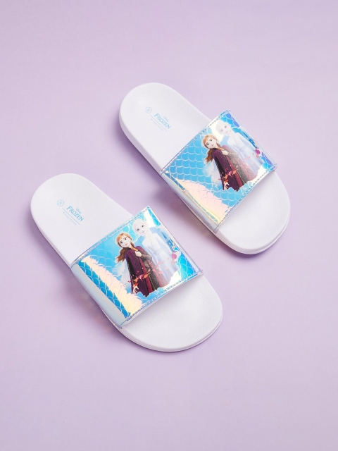 

Fame Forever by Lifestyle Girls Silver-Toned & White Frozen Printed Sliders