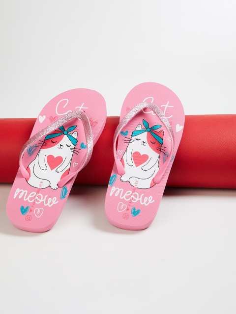 

Fame Forever by Lifestyle Girls Pink & White Printed Thong Flip-Flops