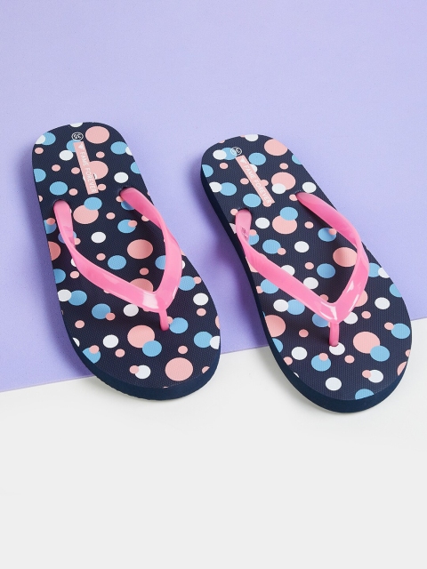 

Fame Forever by Lifestyle Girls Navy Blue Printed Thong Flip-Flops
