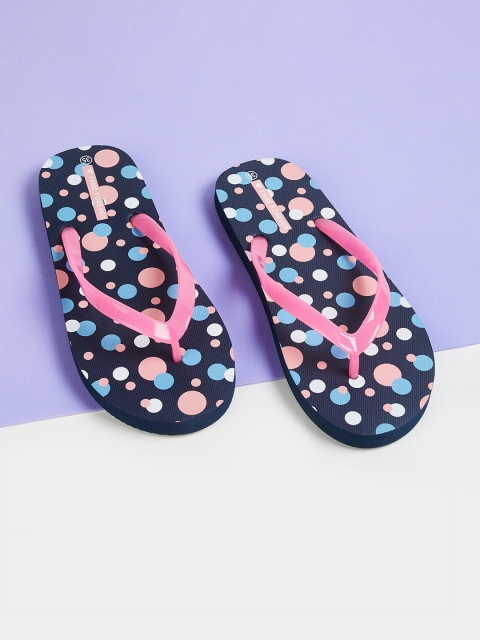 

Fame Forever by Lifestyle Girls Navy Blue & Pink Printed Thong Flip-Flops