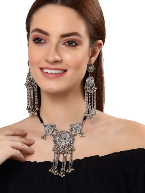 

Shining Diva Oxidised Silver-Plated Jewellery Set