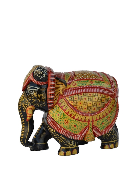 

eCraftIndia Black & Yellow Wooden Elephant-Shaped Showpiece