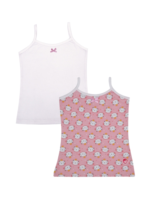 

DChica Girls Pack Of 2 Printed Cotton Camisoles, White