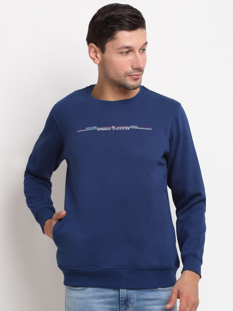 

VENITIAN Men Blue & White Typography Printed Sweatshirt