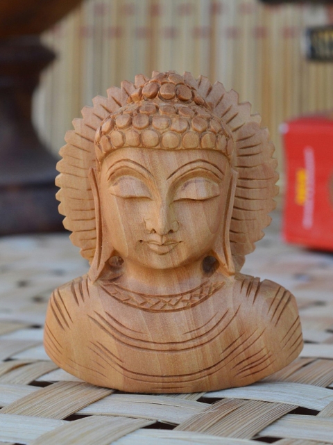 

eCraftIndia Brown Wooden Carved Buddha Showpiece