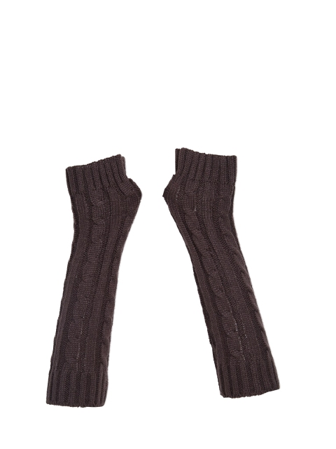 

20Dresses Women Charcoal Grey Self-Design Knitted Hand Gloves