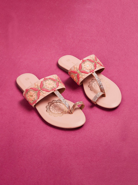 

Melange by Lifestyle Women Pink Embellished Open Toe Flats